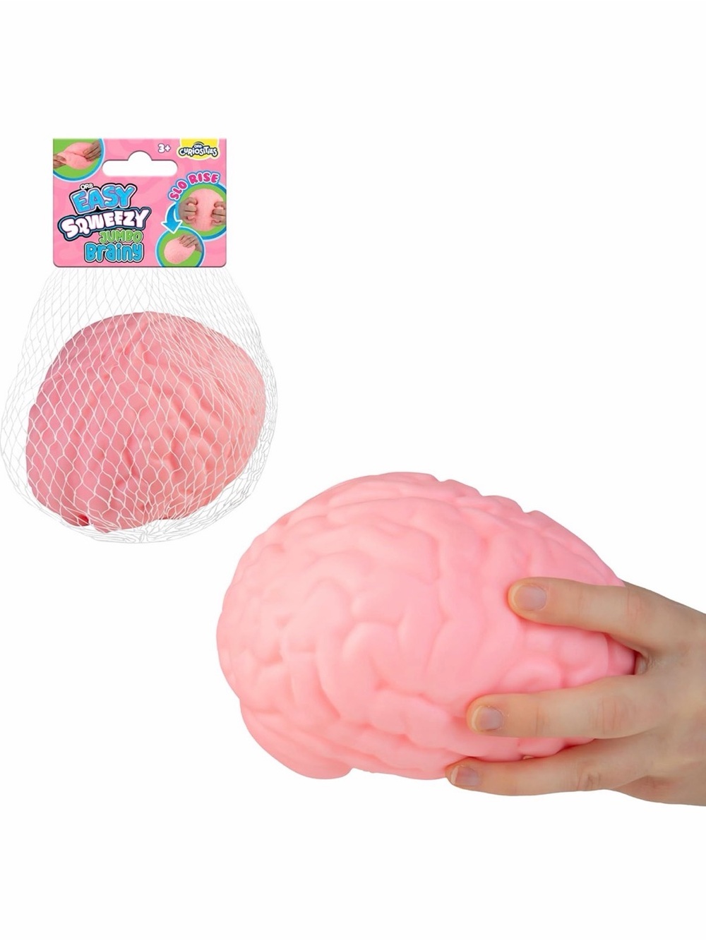 ORB Easy Squeezy Jumbo Micro Brain Pink Slow Rising Squeeze Ball